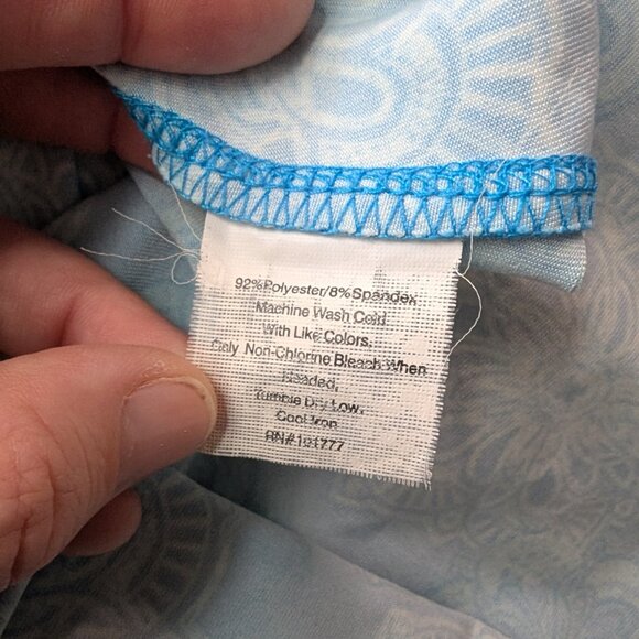 Tranquility Colorado Cloth, Aqua Blues Mandala Print, Stretch A Line Skirt, Sz S - Picture 4 of 7